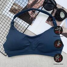 Women's High-Intensity Seamless Gather Sports Bra, Yoga Camisole - Màu xanh hải quân - Xem 2