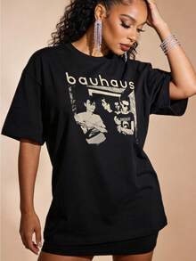 Camiseta de manga corta con cuello redondo suave y casual de verano para mujer, tops para salir, algodón, vintage, estilo callejero europeo y americano, casual deportivo, estilo unisex, estilo casual urbano, tops bonitos, Gen Z, curvas, ropa Y2K, camisetas divertidas, tops para damas, conjuntos de vacaciones para mujer, top lindo, camiseta gráfica, conjuntos de primavera, camisetas holgadas, ropa de calle retro, estilo de los 90, estilo de los 2000, subcultura, top negro, tops blancos, atuendo de fiesta de los 90. - Negro - Ver 2