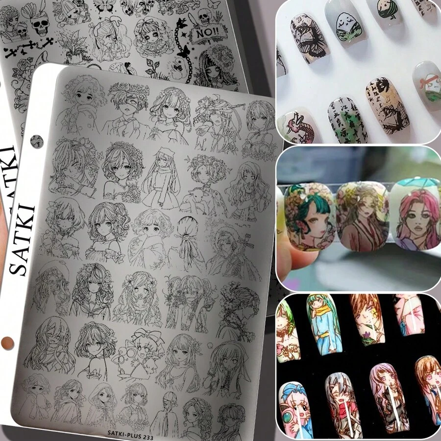 Nail Art Stamping Plate, Chinese Style Floral Patterns, Texture Designs For Dark Aesthetic Nails, Transparent Stamping Silicone Stamp Tool - Multicolor - View 1
