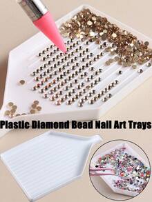 Kunststoff Diamant Nagelkunst Strass Sortierablage | Strass Organizer Ablage DIY Handwerk Diamant Zubehör Tool Nagelsalon Ausstattung - Weiss - Übersicht 1