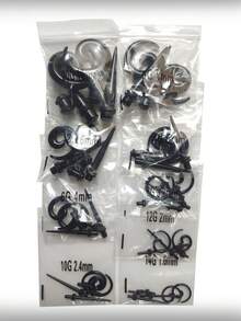 54件套亚克力耳扩套装，黑色，14G-00G锥形耳塞，耳廓扩张套装 - 54pcs set - 查看 2