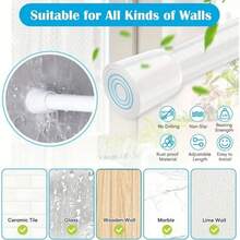 1pc Multi-Function No-Drill Spring Telescopic Rod, Adjustable Clothes Hanger Rod, Closet Support Rod, Cabinet Support Rod, Shoe Rack, Storage Organizer Rod, Shower Curtain Rod, For Home & Bathroom, Bathroom Accessories, Room Decor Bathroom Accessories - Multicolor - View 13