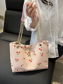 2026 Spring/Summer New High-End Minimalist Women's Large Capacity Multifunctional Shoulder Bag, Luxury Casual Commuter Bag - Pink - View 6