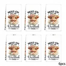 2pcs Highland Cow Pattern & Text Print Towel Set - Decorative Towels, Super Absorbent Microfiber, Machine Washable, Suitable For Holiday Decor, Cooking, Baking, Housewarming Gifts And Cleaning, Fit For Kitchen, Bathroom, Toilet - Multicolor - View 9