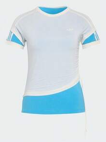 女子 ORIGINALS DOUBLE LAYERED CALI T-SHIRT 雙層運動修身短袖圓領T卹KW4527 - 藍白 - 查看 1