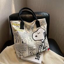 Túi tote vải canvas hình hoạt hình Snoopy mới năm 2026, túi xách tay dung tích lớn, túi đeo vai đa năng dành cho người đi làm. - Nhiều màu - Xem 5
