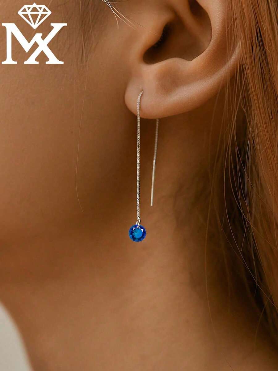 1 par de pendientes de borla con circonita cúbica de plata de ley 925, diseño minimalista y elegante adecuado para el uso diario de las mujeres - plata - Ver 1