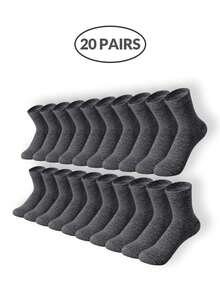 Men's Premium Dark Grey Mid-Calf Socks, Bulk Pack (5/10/15/20/30 Pairs) - Elastic Fit Breathable Work Socks, Suitable For Business, Fitness, Travel - Non-Slip Elastic Cuff, Moisture-Wicking, Daily Essential - Dark Grey - View 7