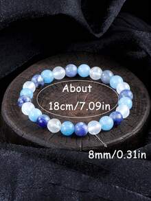 Pulsera bohemia de piedras naturales para la calma, con cuentas de aguamarina y sodalita, joyería de moda unisex, joyería de yoga y meditación para mujeres y hombres, regalo perfecto para el Día de la Madre y el Día del Padre - Multicolor - Ver 9