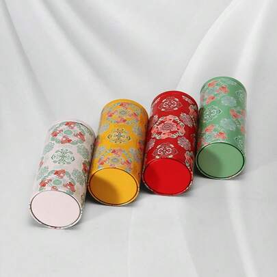 1pc Spiral Tea Canister, Classic Chinese Style Storage Jar, Airtight Moisture-Proof Seal, Crane & Lotus Pattern, Suitable For Daily Storage And Gift Giving