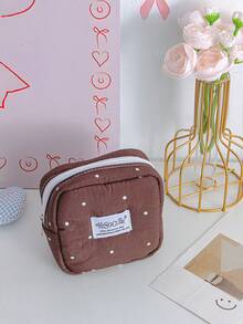 Soft Solid Color Polka Dot Print Sanitary Napkin Storage Bag, Portable Travel Essential Bag, Women's Storage Bag, Digital Wallet Or Coin - View 13
