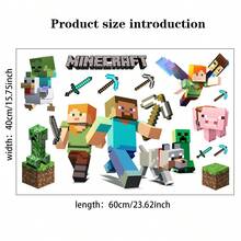Minecraft Wallpaper Cartoon Stickers For Home, Living Room, Bedroom, Wall Decoration - Cute Wall Stickers For Kids. A Perfect Little Gift For Family And Friends. Birthday Party Decoration Items, Small Gifts For Sending To Relatives And Friends At Parties And Gatherings. - Multicolor - View 8