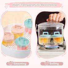 5pcs/Set Kitchen Steamer Egg Cooker - 4 Pcs Creative Cartoon Shaped Egg Molds, Essential For Breakfast - Multicolor - View 6