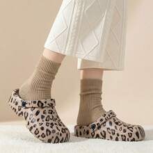 Women's Fashionable Leopard Print Breathable Slip-On Sandals, Comfortable & Versatile For Summer - Khaki - View 8