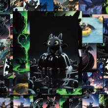 How to Train Your Dragon 1 مجموعة / 60 ملصق طبعة فن تنين بلا أسنان، مجموعة ملصقات تنين الليل الجميل، خيار مثالي لديكور الغرفة والألبوم الفني والكمبيوتر المحمول والحقائب، مثالي لمعجبي تدريب تنانيرك والمجموعين - متعدد الألوان - مشاهدة 8