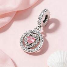 1pc Pink Heart Flower Hot Air Balloon Bear Pendant Bead, Suitable For DIY Snake Chain Necklace, 925 Sterling Silver Jewelry Making, Gift For Women & Girls - Multicolor - View 20