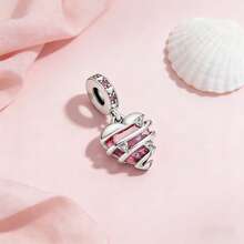 1pc Pink Heart Flower Hot Air Balloon Bear Pendant Bead, Suitable For DIY Snake Chain Necklace, 925 Sterling Silver Jewelry Making, Gift For Women & Girls - Multicolor - View 19