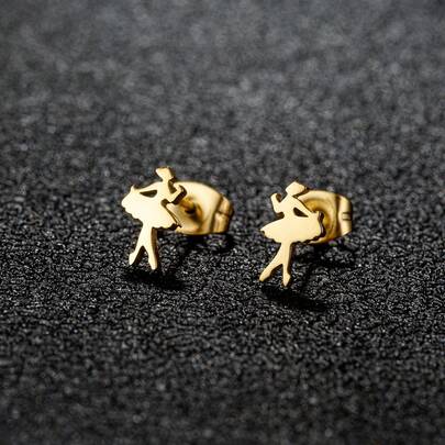 1 Pair Stainless Steel Ballet Earrings For Men/ Women Girl Party Gifts Fashion Earring Fashion Jewelry