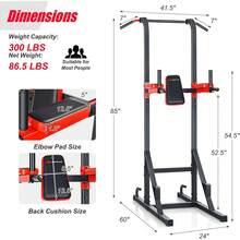 Power Tower Pull Up Bar Dip Station, Multi-Function Dip Bars Stand Workout Equipment For Full-Body Home Gym Fitness Exercise Strength Training - 1 - View 8