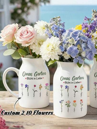 1 Bình hoa cắm hoa thiết kế riêng dành cho mẹ, bình hoa sinh nhật, quà tặng Ngày của Mẹ, quà tặng cho cháu, chậu trồng cây bằng gốm, quà tặng cho người thân yêu.