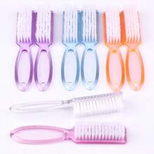 1/2/4,Long-Handled Square-Head Nail Brush Dust Brush Transparent Plastic Nail Dust Cleaning Brush Shoe Brush,Nail Brush For Dust, Soft Bristle Manicure Cleaning Brush, Nail Art Tool - Hồng - Xem 3