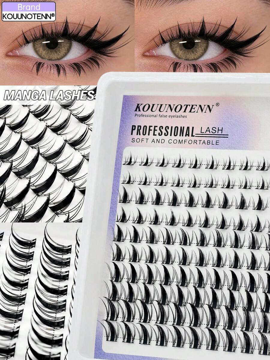 KOUUNOTENN 100入 個別式假睫毛 手工嫁接 DIY 接睫毛簇 漫畫款 0.07D 8-16mm D捲 親膚 持久 化妝彩妝工具 初學者適用 - D - 查看 1