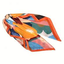 1pcs Women's Bohemian Style Colorful Floral Print Square Scarf - Breathable |   And Decorative Polyester Headscarf Suitable For Beach Casual, Daily Outings, Festive Fashion Accessories All Seasons - 彩色花朵 - 查看 10