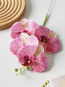 3pcs Artificial Phalaenopsis Orchid Branches, Lifelike Latex Fake Orchid Stems, Home Wedding Decor Tabletop Floral Arrangement - Multicolor - View 8