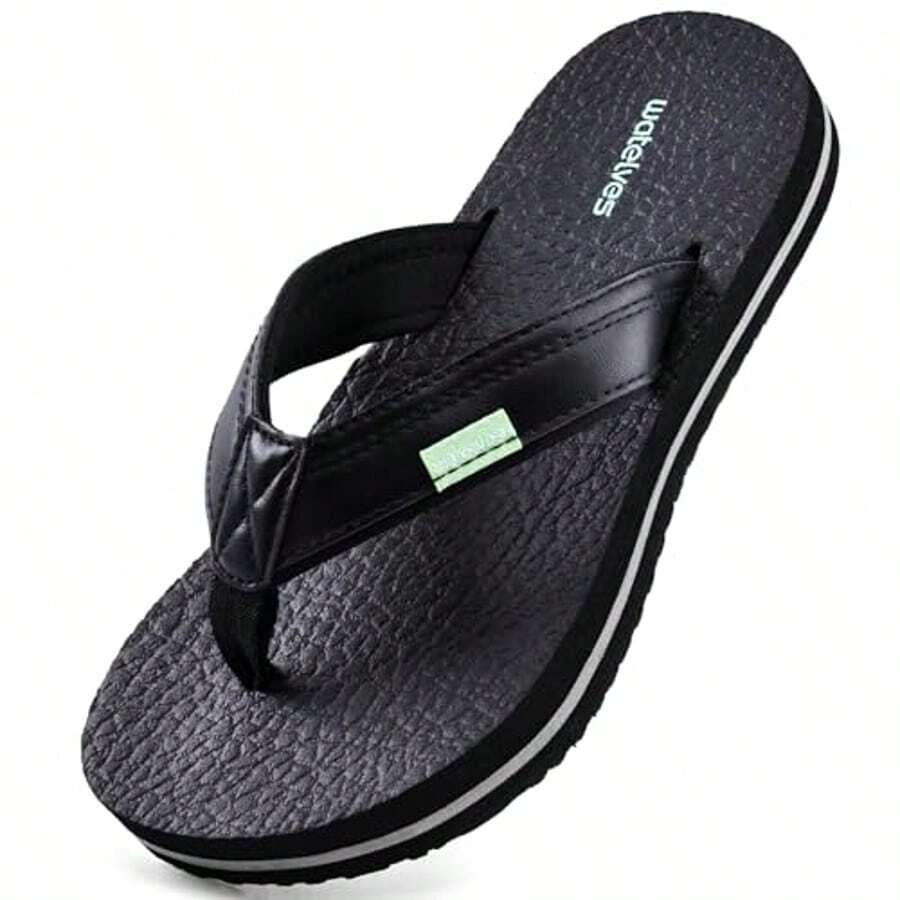 Youth Big Kids Flip Flops Boys Sandals Summer Thong Slide Sandals For Beach Pool Shower - 黑色 - 查看 1
