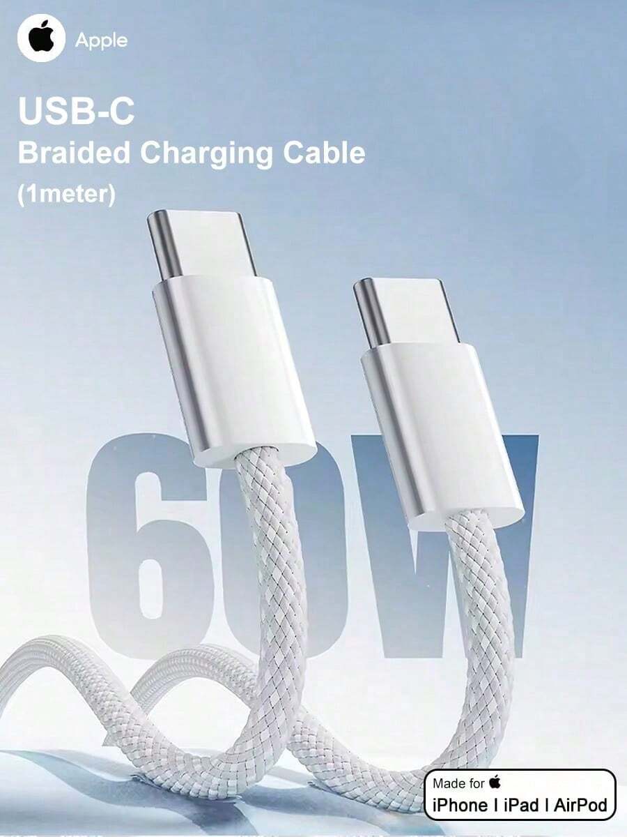 1m Cable de carga trenzado USB-C original de Apple - Blanco - Ver 1