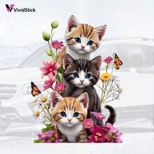 Hình dán xe hơi hình mèo con xếp chồng dễ thương với hoa và bướm, hình ảnh gia đình mèo dễ thương, thích hợp cho xe hơi, xe tải, máy tính xách tay và cửa sổ, hình dán nghệ thuật dễ bóc và dán. - A - Xem 8