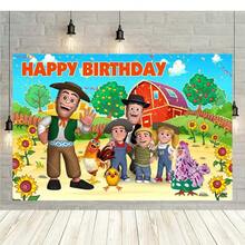 Green Grass Farm Theme Party Decoration  Background La Granja De Zenon Backdro Photo Backdrop Kids 1st Birthday Baby Shower - Loại I - Xem 5