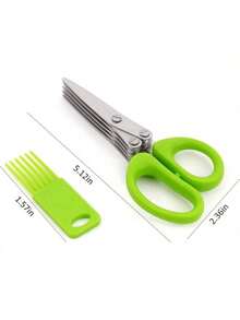 1 PC Multi Functional Stainless Steel 5 Layer Scallion Spice Knife For Pepper Scallion Laver Cutting Chopping Cooking Tool - Green - View 12