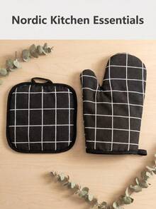 Black Heat Resistant Gloves, Heatproof, Anti-Slip, Suitable For Microwave, Oven, Baking - View 2