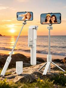 This Latest 70cm Bluetooth Phone Selfie Stick Live Streaming Tripod Can Be Equipped With LED Fill Light, Is Telescopic, Features 360-Degree Automatic Rotation And Anti-Shake Function, And Is Lightweight And Portable. It Also Has Multiple Functions And Can Be Used As A Portable Tripod. Suitable For Live Streaming, Group Photos And Travel Scenarios. - one-size - View 3