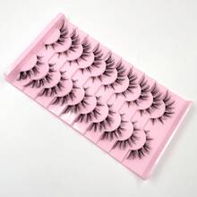 10对浓密蓬松的3D立体假睫毛，凌乱交叉仿貂毛睫毛，纤长浓密睫毛延长 - 黑色 - 查看 4