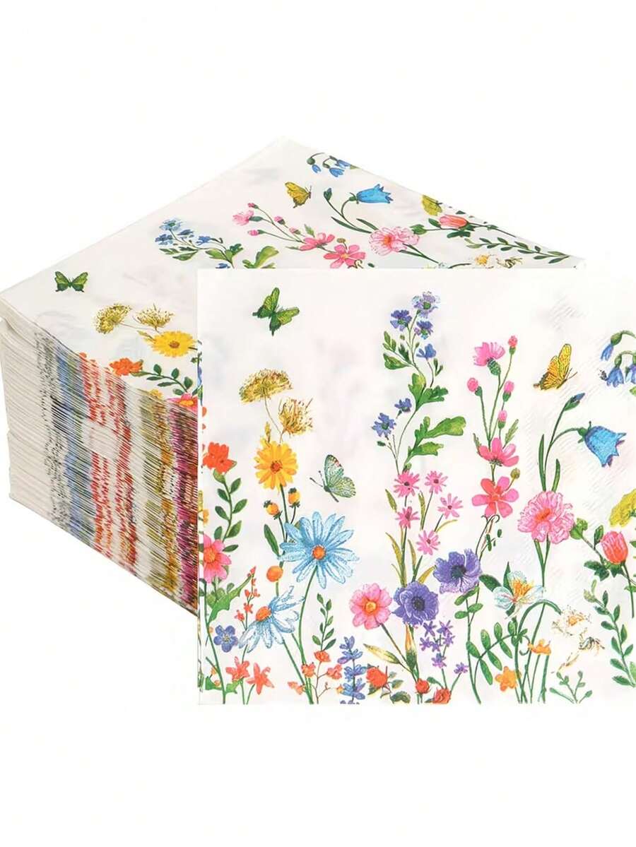 40/20 khăn ăn in hình hoa dại và bướm, với nhiều họa tiết hoa và bướm khác nhau, lý tưởng cho các bữa tiệc theo chủ đề vườn, sinh nhật, đám cưới, tiệc cô dâu và các sự kiện khác. Khăn ăn hoàn hảo cho các bữa tiệc. - Một kích cỡ phù hợp cho tất cả - Xem 1