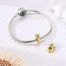 Set Of 1 Silver-Plated Gold-Tone Rubber Stopper Clasps Featuring Small Tiger, Leopard, And Lion Designs. Original Sporty Design Suitable For DIY Bracelets And Necklaces. Exquisite Zirconia-Embellished Pendant Chains And Accessories For Creating Unique Jewelry. Vibrant Sports Fan Theme, Perfect For Both Crafting Projects And Everyday Wear. - Gold - View 5