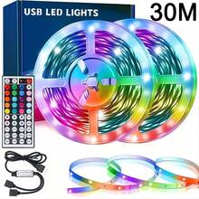 Easy Operation LED Strip Light With 44 Key Remote Control, SMD 5050 RGB Light Beads, Self-Adhesive Back Tape For Easy Installation, Adjustable Brightness & Color, Multiple DIY Lighting Modes, Flexible Atmosphere Lamp For Bedroom, TV Background, Living Room, Party & Home Decoration, Ideal For Household Users, Adults And Indoor Decor Enthusiasts - ánh sáng đa sắc - Xem 10