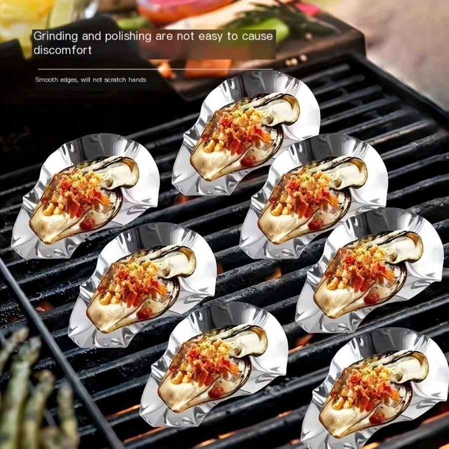 Bộ 4/8 khay nướng hình vỏ sò bằng thép không gỉ, thích hợp để nướng hải sản như nghêu/sò điệp/hàu, khay nướng, phụ kiện nướng BBQ, đĩa hàu, thích hợp để nướng, nướng bánh, hình vỏ sò, thích hợp cho các món ăn hải sản, thiết kế trang nhã, thích hợp cho các bữa tiệc tối và nướng ngoài trời.