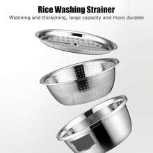 Bộ 3 dụng cụ nhà bếp bằng thép không gỉ, bao gồm dụng cụ bào bền chắc, rây lọc cơm và tô luộc mì, những dụng cụ nấu ăn thiết yếu. - Bộ dụng cụ thoát nước - Xem 5