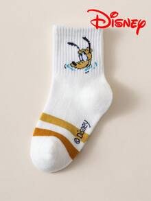 10/5/1 Pair Disney Kids Socks White Mickey Mouse Colorful Striped Mid-Calf Thickened Winter Socks - White - View 9