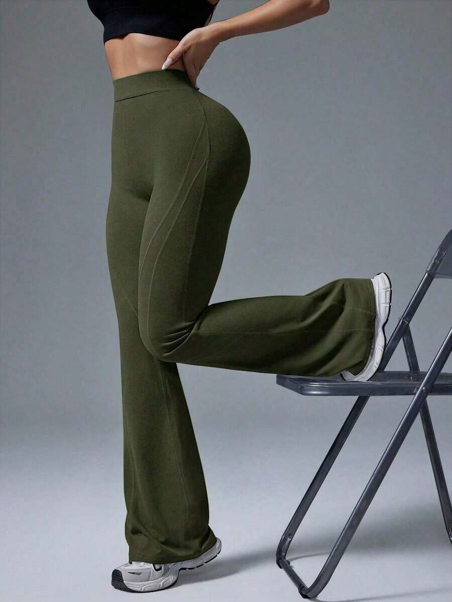 High Waist Flare Leg Casual Sports Pants Boot Cut Yoga Pants Flare Leggings Women Flare Leggings - 灰色 2 - 查看 1