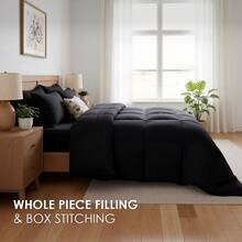 YUNDO Comforter Duvet Insert - Quilted Comforters Twin/Full/Queen/King Size, All Season Duvet, GentleSoft Down Alternative Bedding Blanket, With 8 Tabs, Gifts For Women/Men,Machine Washable,, All-Season Black - Black - View 5