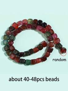 1 Untai Manik-manik Batu Kristal Alami Sugaragate 8x8mm Pola Naga Persegi untuk Pembuatan Perhiasan DIY Gelang Kalung Aksesoris - MultiWarna - View 19