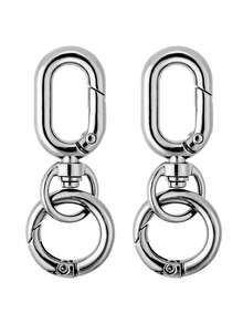 2pcs Oval Carabiner Hooks, Backpack Clips, Car Key Chains. Zinc Alloy Oval Rings, Metal Round Disc Rings, Oval Chain Rings, Spring Loaded Open Rings, For Spring Season - Multicolor - View 13