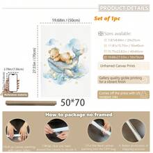 Tranh canvas treo tường (1 tấm), trang trí phòng trẻ sơ sinh, tranh chủ đề gấu cho phòng bé, hình gấu bông ngủ và cá voi, mặt trăng và sao, trang trí phòng trẻ sơ sinh, tranh gấu mộng mơ, tranh phong cách Boho mây sao trời cho phòng bé, trang trí tường phòng ngủ trẻ em, tranh trang trí tường phòng chơi. - Nhiều màu - Xem 29