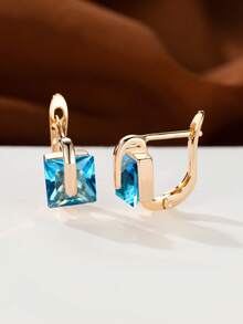 1 Pair Elegant Geometric Earrings For Women, Jewelry Gift, Suitable For Parties And Occasions - Baby Blue - View 2