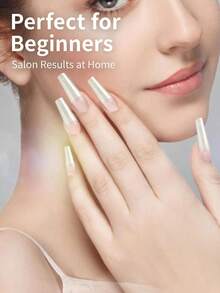 600pcs Extra Large Tapered Oval Acrylic Fake Nails, Natural Straight Shape Without C-Curve - Natural Color - View 4
