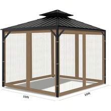 Gazebo Universal Mosquito Netting, 10'x10' Gazebo Netting Outdoor, 4 - Panel Screen Walls Outdoor Patio With Zipper Mosquito Net Only Brown - 棕色 + 10x10 - 查看 4